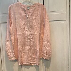 Sundance NWT 100% Linen Peach Blouse w/ pleated front- L